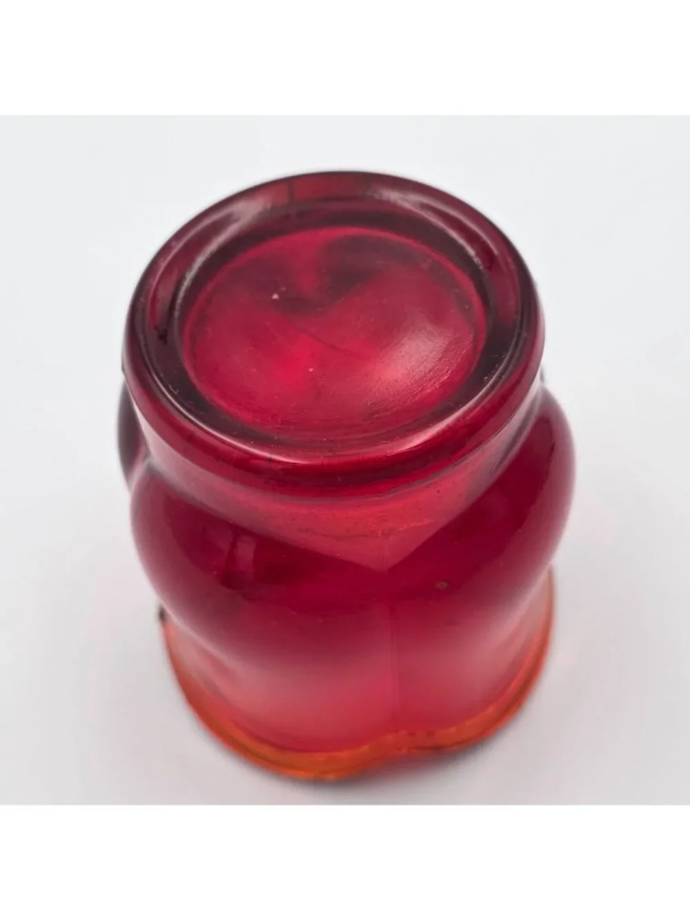 Vintage Glass Tulip Candle Holder Votive Red Orange Cadmium  70s